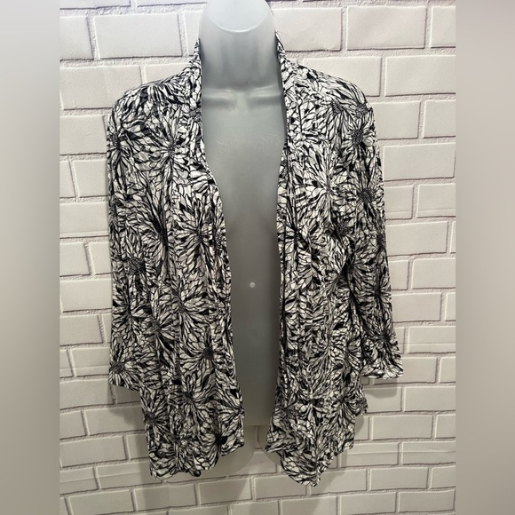 SAG HARBOR women open front floral light cardigan/size M - Picture 5 of 8